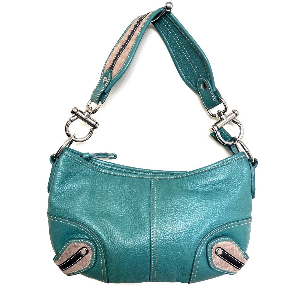 LOOK Green Leather Shoulder/Crossbody Bag